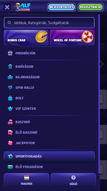 Fedezze fel a AlfCasino webhely teljes menüopcióit