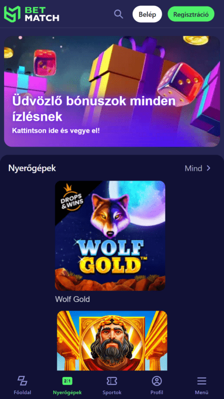 BetMatch kaszinó honlapja