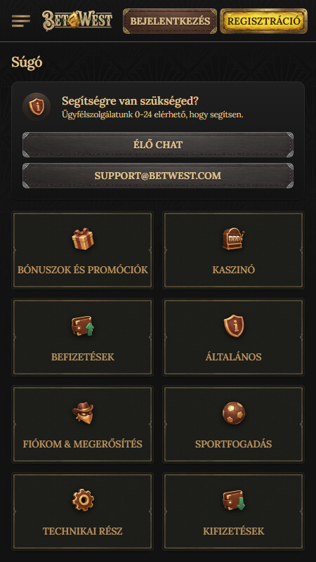 Betwest technikai támogatás