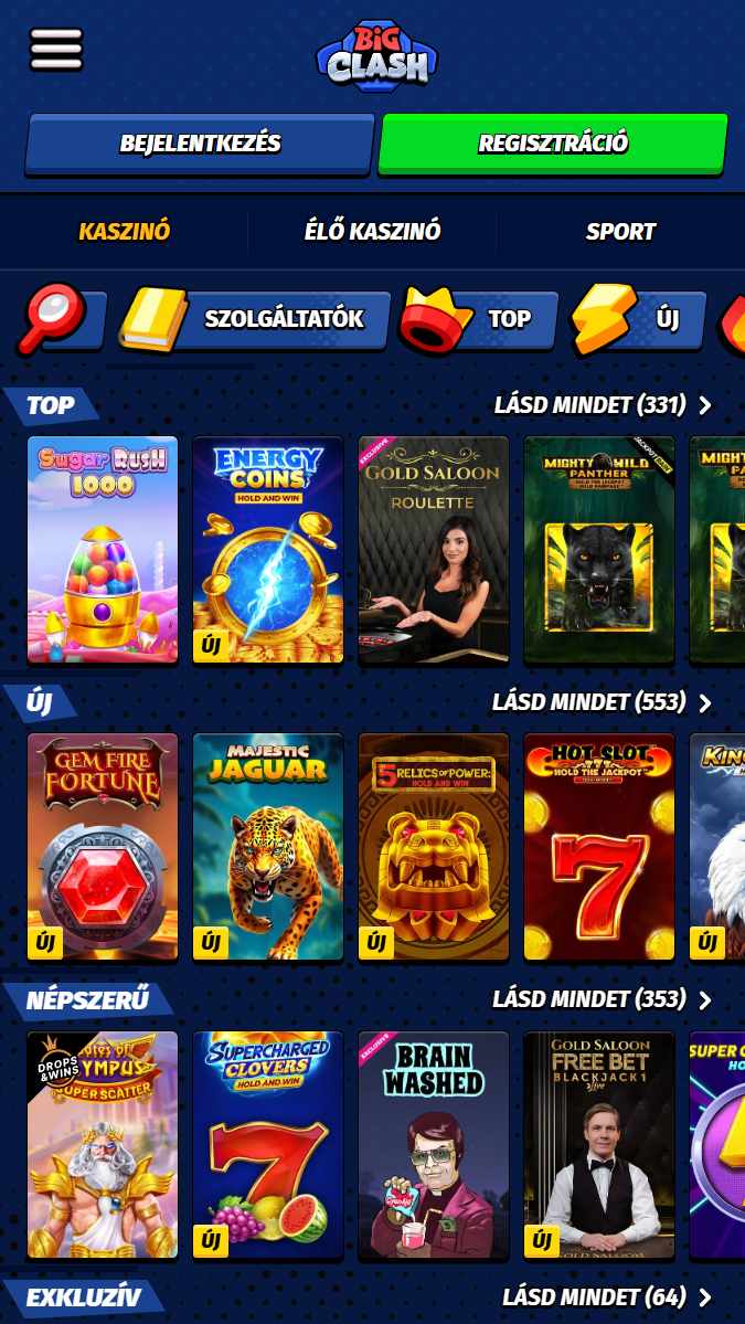 BigClash kaszinó nyerőgépes játékok