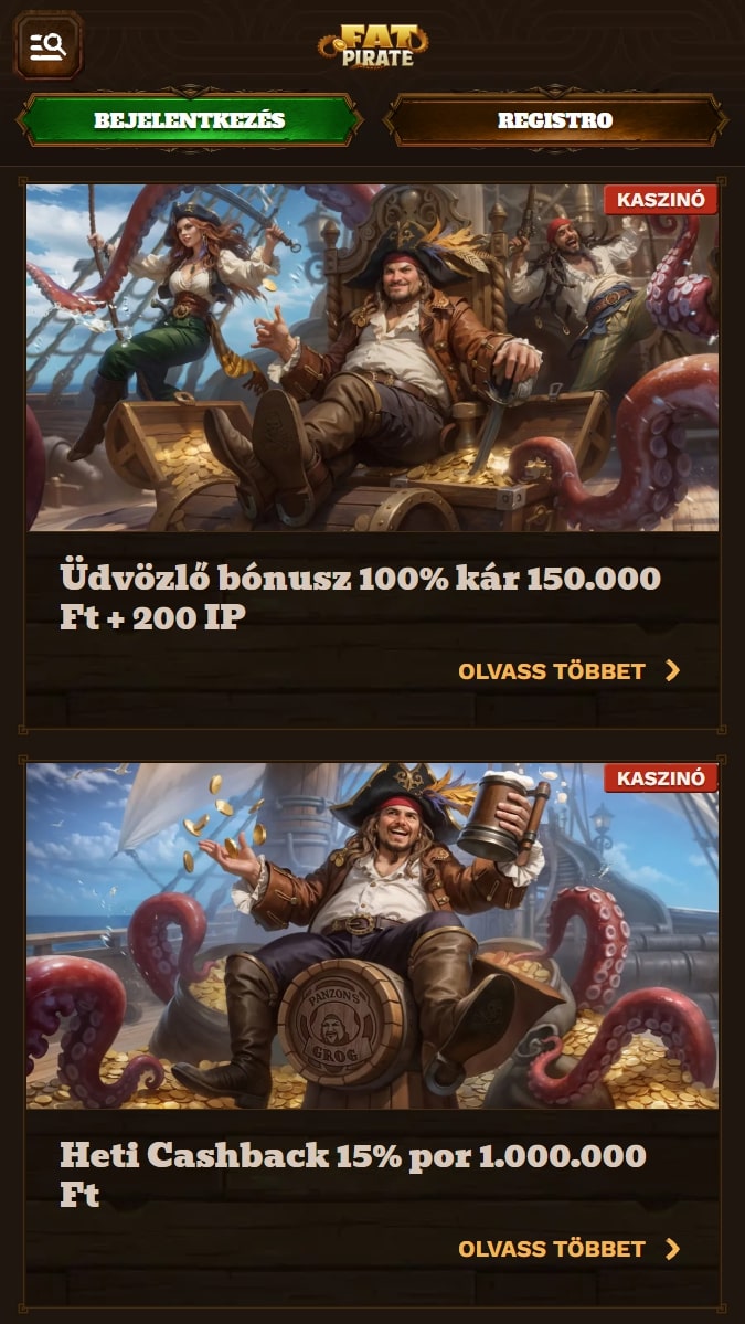 Fat Pirate kaszinó bónuszok és promóciók