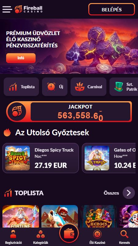 Online Fireball honlap