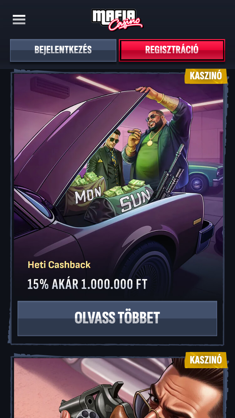 Mafia casino bonuszok