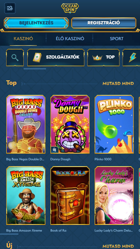 Oceanspin Casino játékok