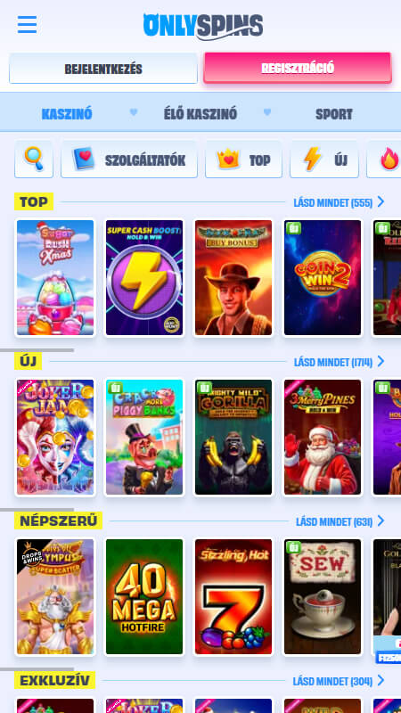 OnlySpins Casino games