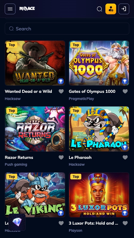 Rioace Casino page