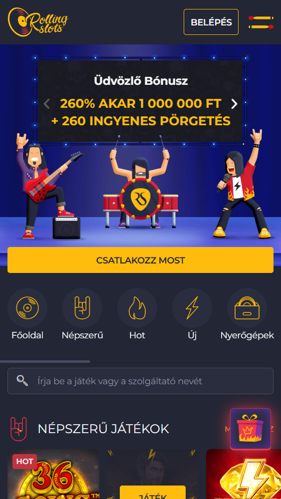 Online játékok krupiékkal Rolling Slots élő kaszinó