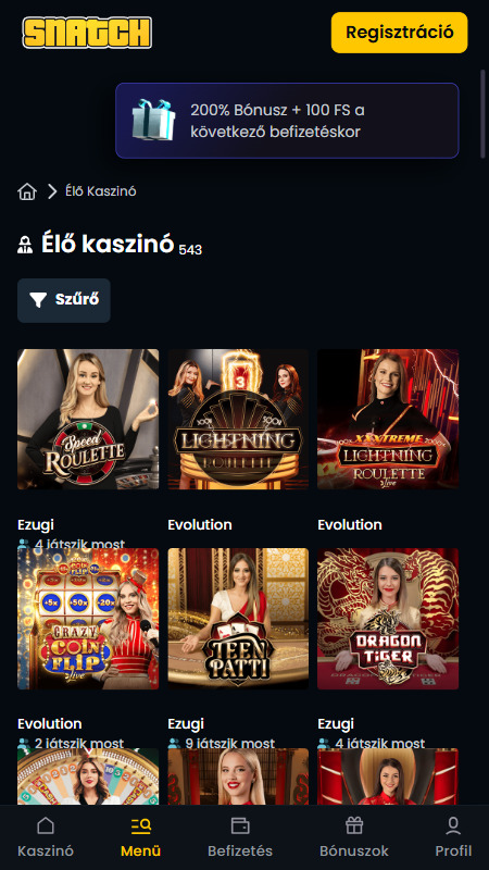 Élő osztós játékok