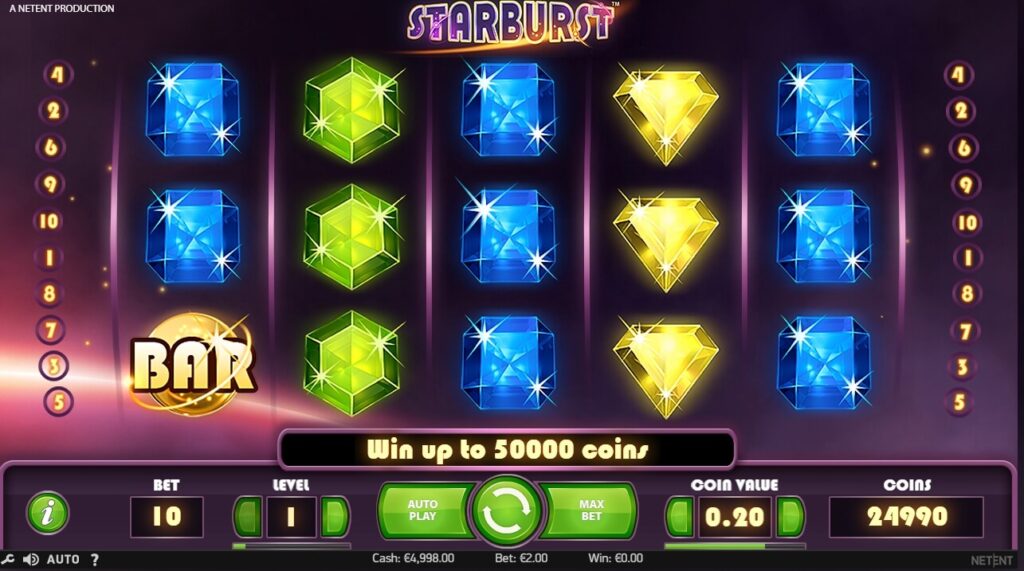 Starburst nyerőgép bónusz funkciók