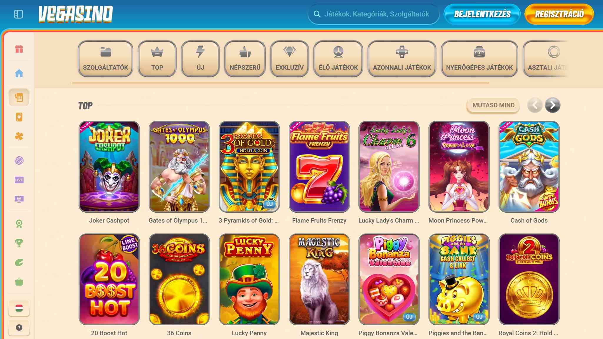 Vegasino Casino Games Hungary, magyarkaszinok.tv