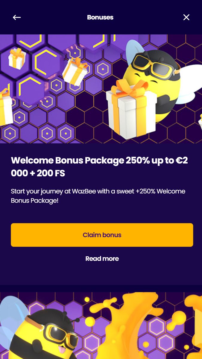 Wazbee Casino elérhető bónuszai