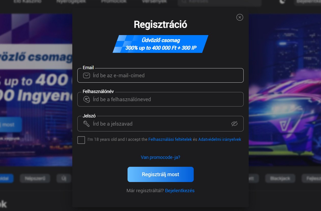 Need for Spin kaszinó regisztráció