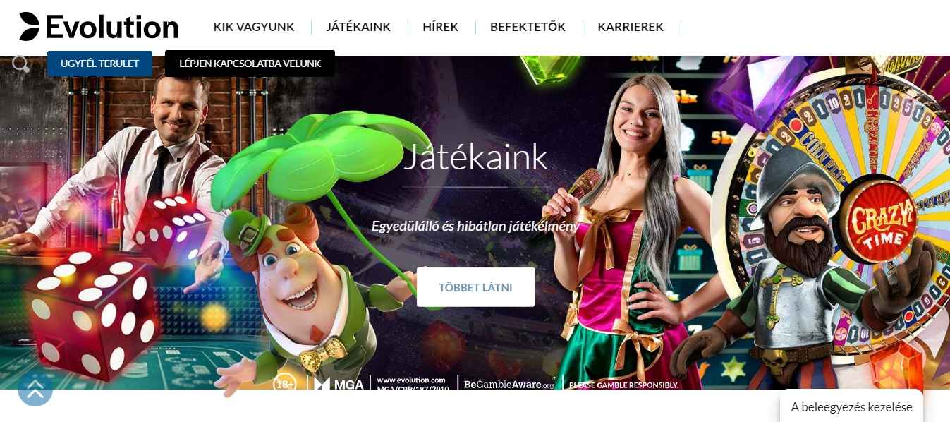 Evolution Gaming online szerencsejáték szolgáltató 