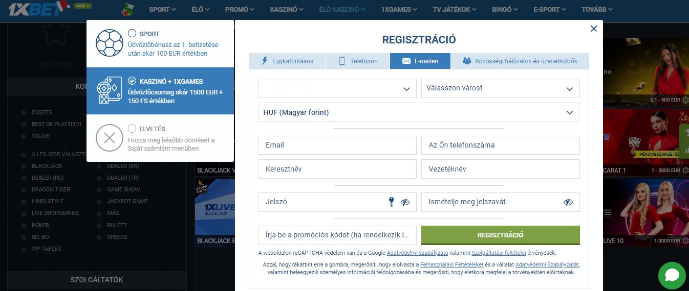 1xBet Registration HU