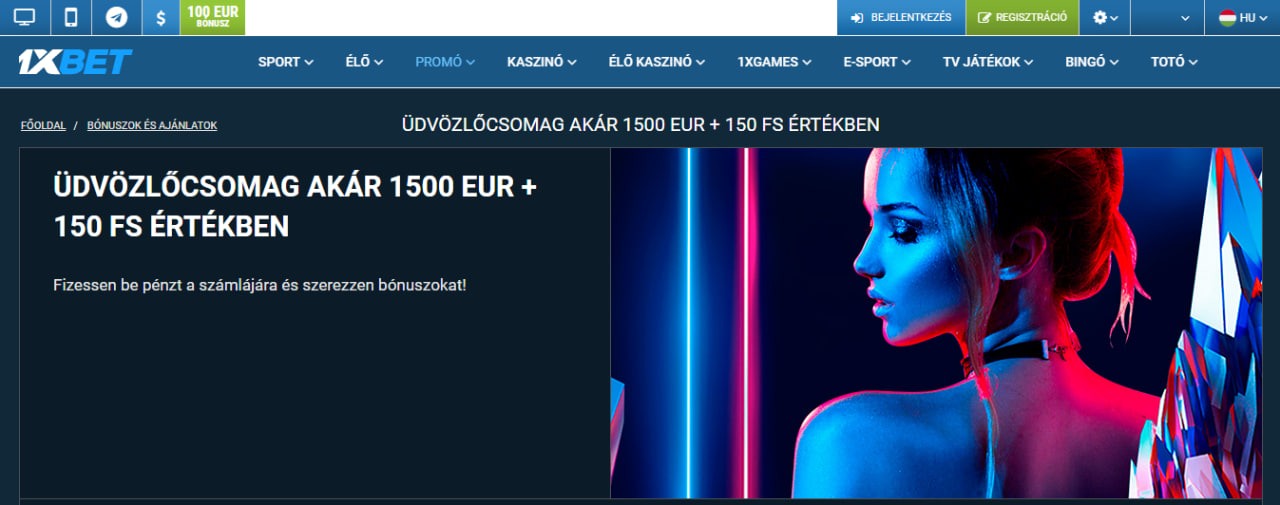 1xBet kaszinó bónuszcsomag