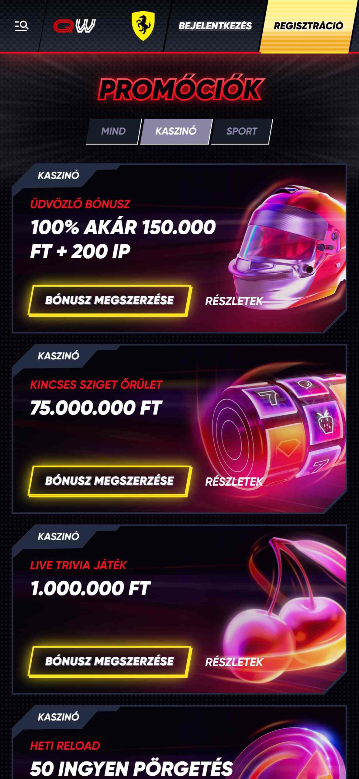 Quickwin Casino Bonuses Hungary (mobile), magyarkaszinok.tv