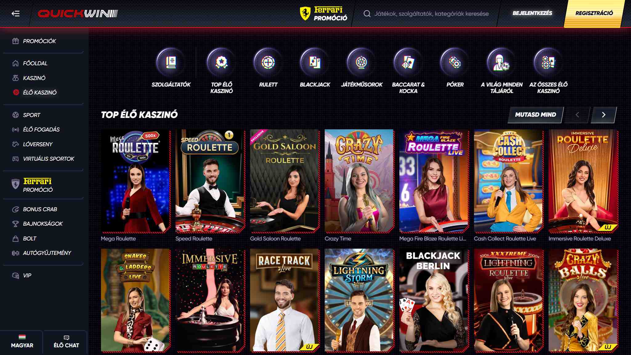 Quickwin Casino Live Hungary, magyarkaszinok.tv