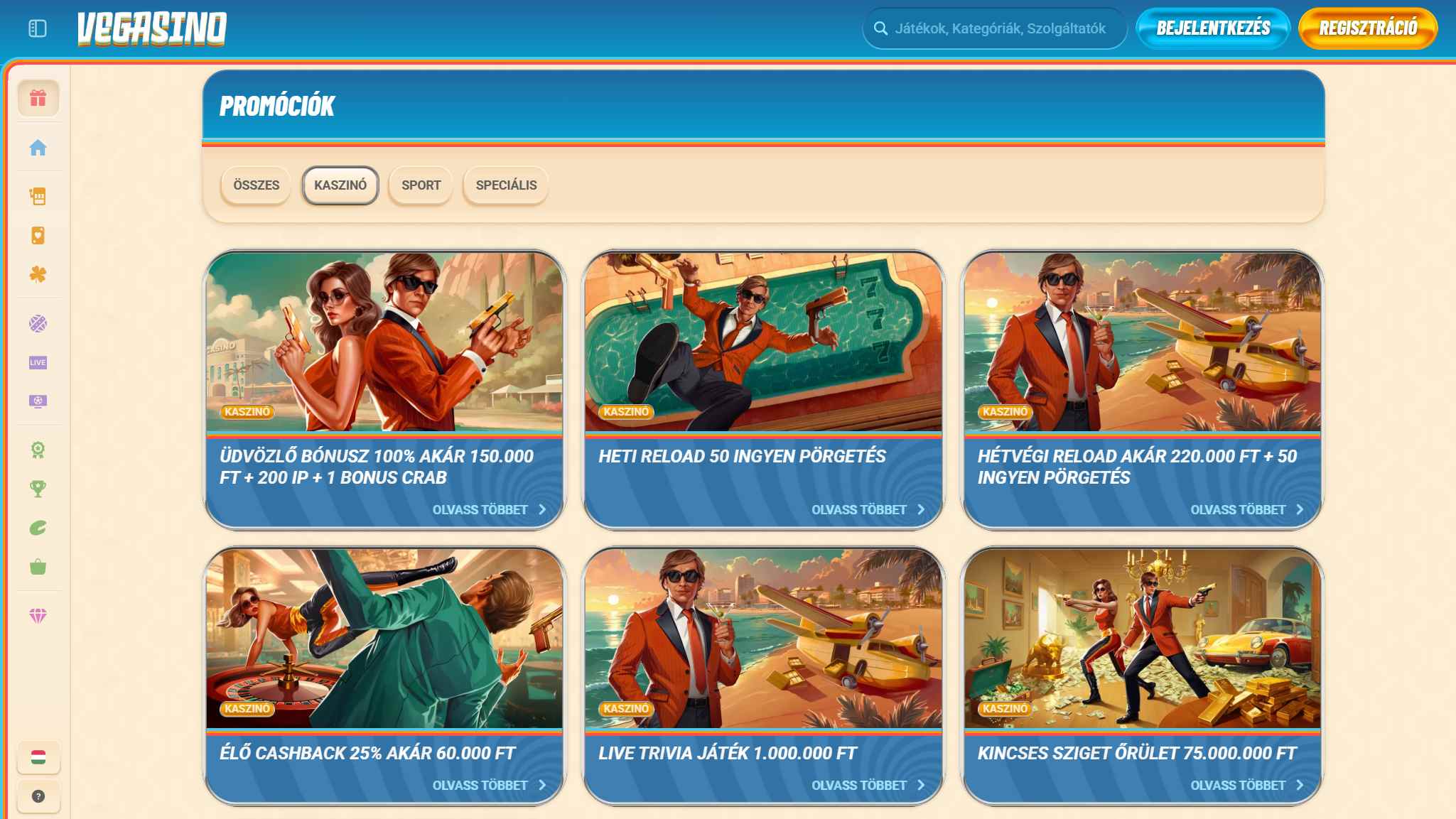 Vegasino Casino Bonuses Hungary, magyarkaszinok.tv