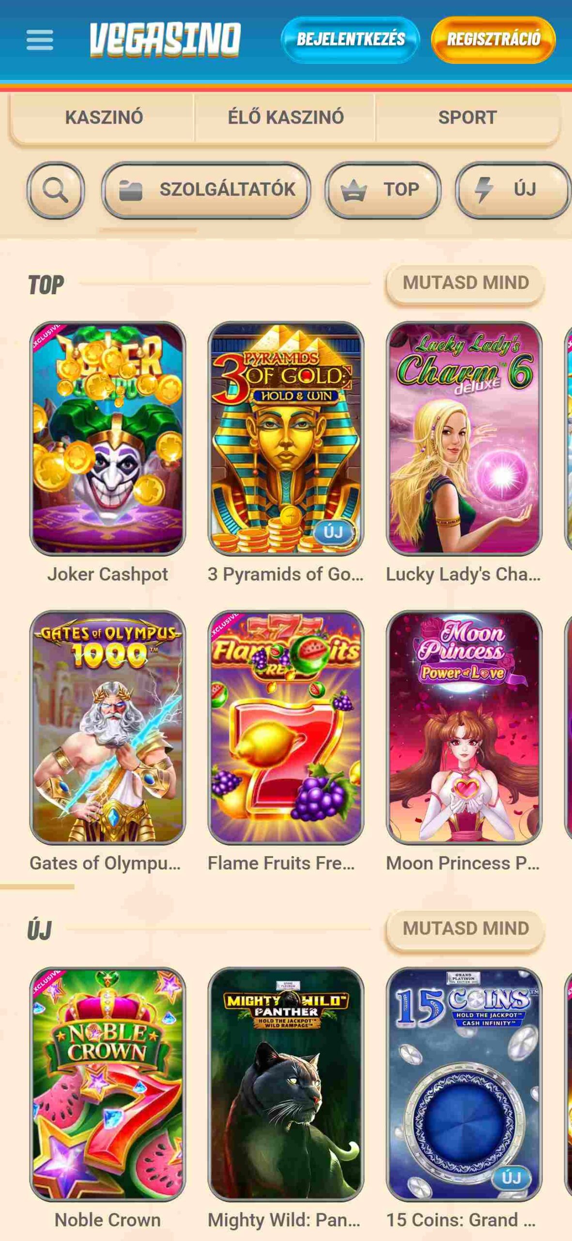 Vegasino Casino Games Hungary(mobile), magyarkaszinok.tv