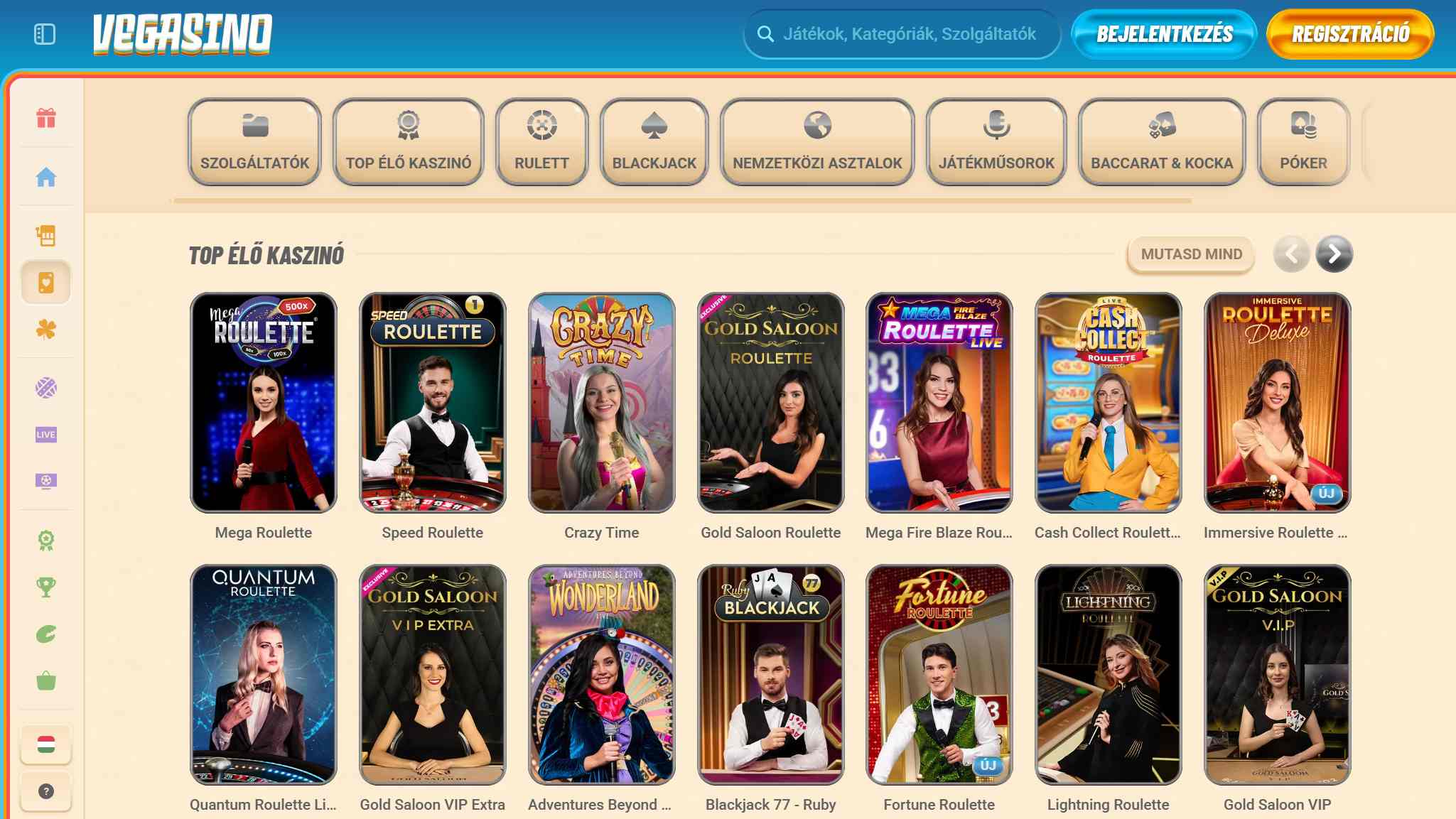 Vegasino Live Casino Games Hungary, magyarkaszinok.tv