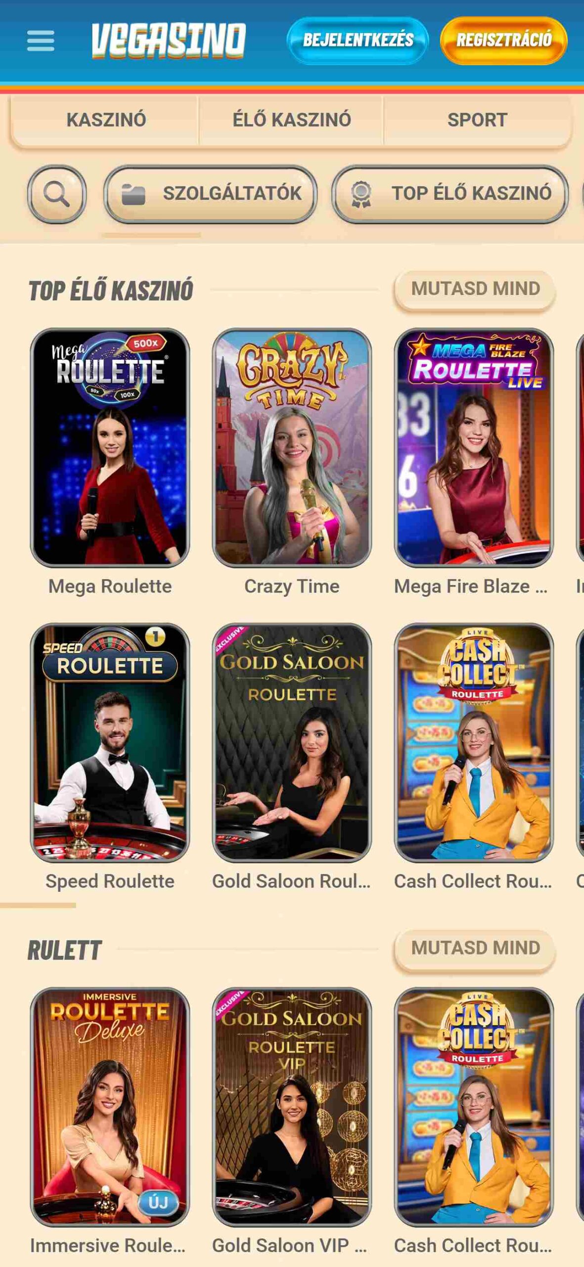 Vegasino Live Casino Games Hungary (mobile), magyarkaszinok.tv