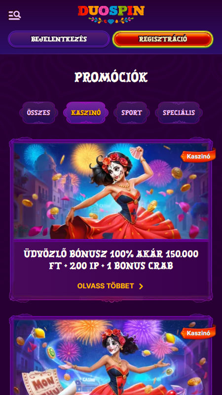 Bónuszok és promóciók a DuoSpin kínálatában