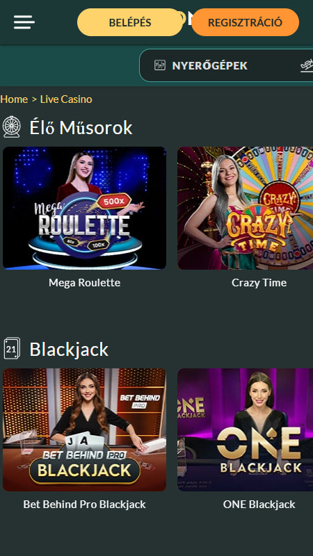 Élő játékok a Lemon kaszinóban