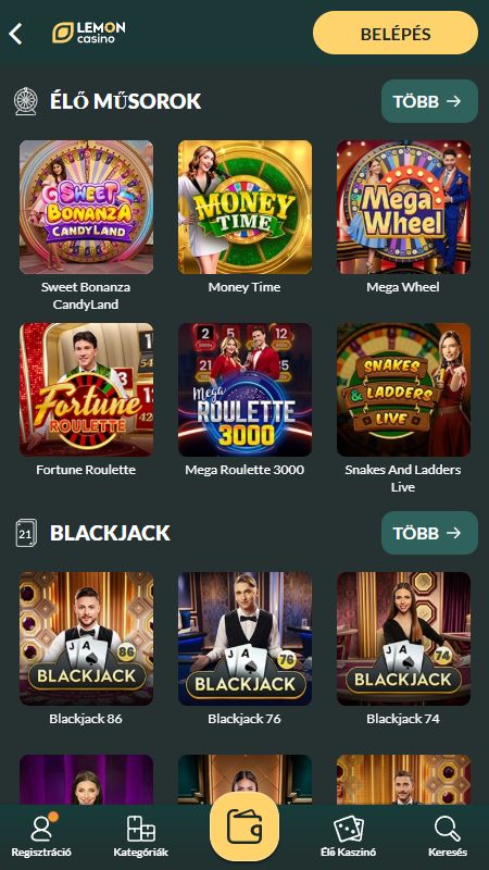 Online élő kaszinó rész a LemonCasinon