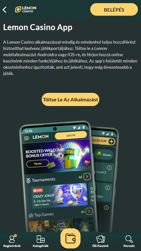 Töltse le a LemonCasino mobilalkalmazást