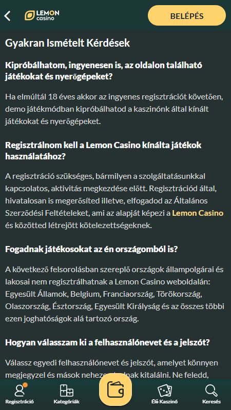 LemonCasino súgóközpont