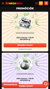 Megarich Bonuszok