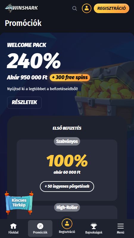 Promóciók oldal a WinSharkn