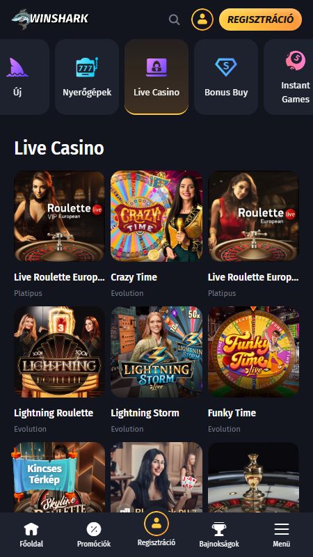 Élő fogadás a WinSharkn