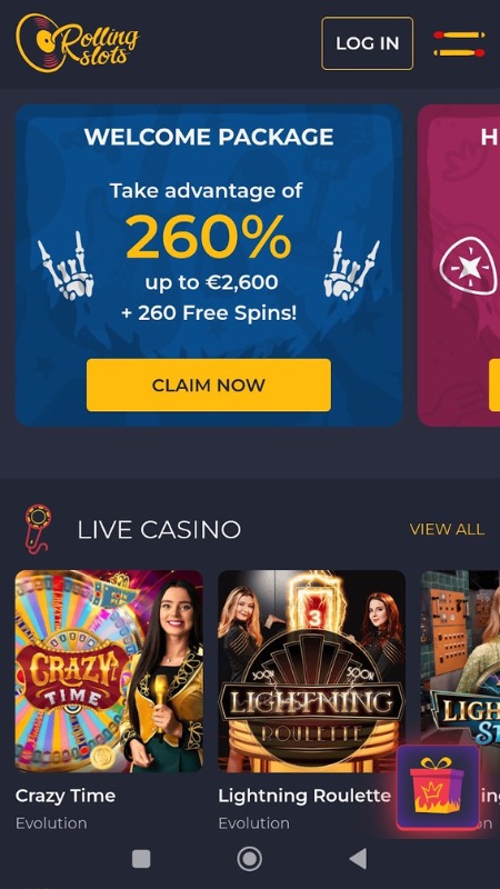 Rolling Slots casino page