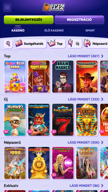 Spinbara Kaszinó Játékok Listája