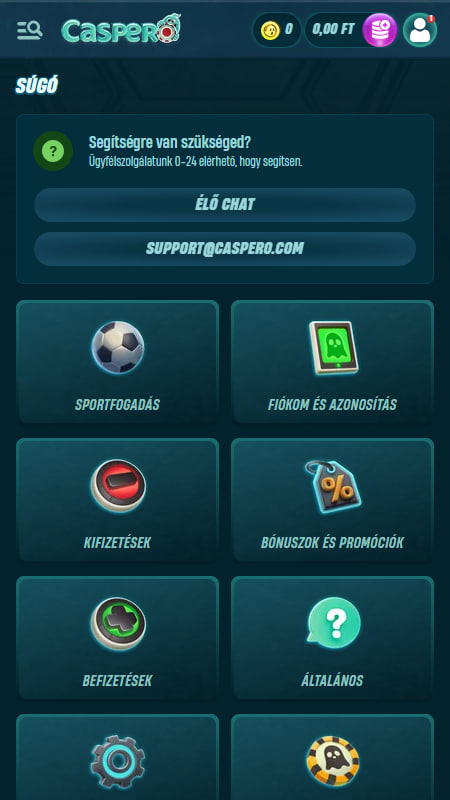 Caspero kaszinó Ügyfélszolgálat