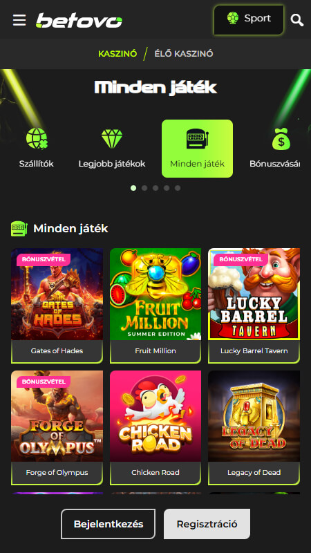 Betovo all casino games in Hungary