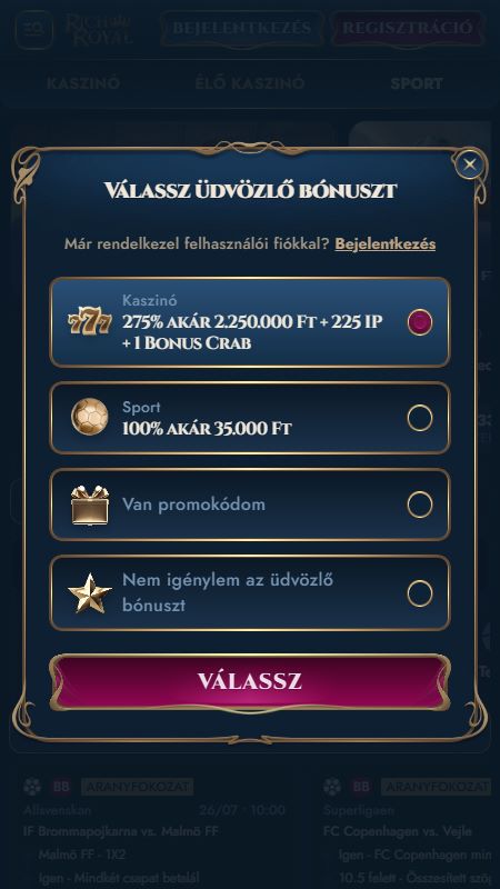 Fiók létrehozása a RichRoyaln