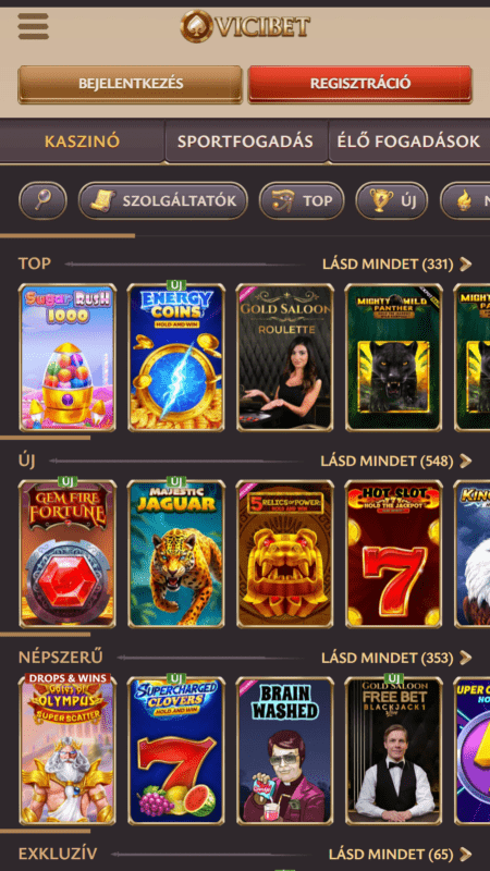 ViciBet kaszinójátékok listája