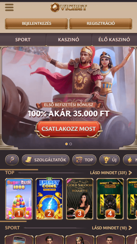 ViciBet főoldal