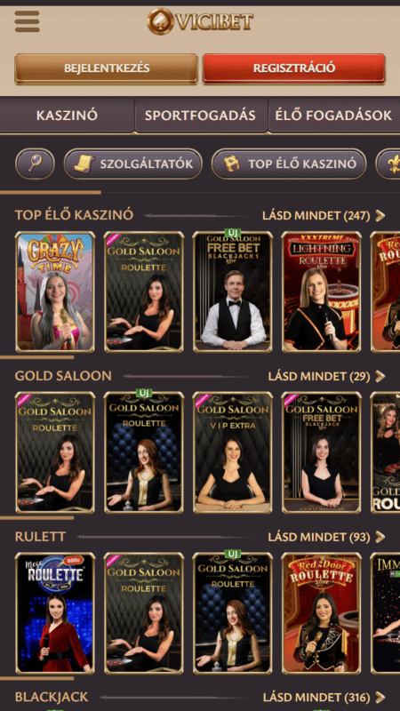 ViciBet élő kaszinó