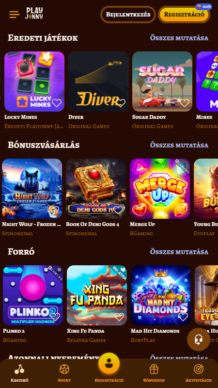 Játékkínálat a Playjonny Casino-ban