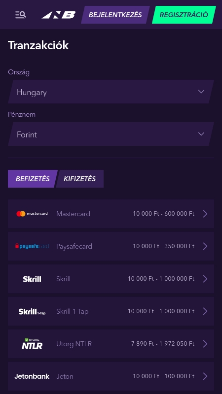 NaoBet payment options