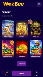 A Wazbee Kaszinóban elérhető nyerőgépek