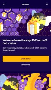 Wazbee Casino elérhető bónuszai