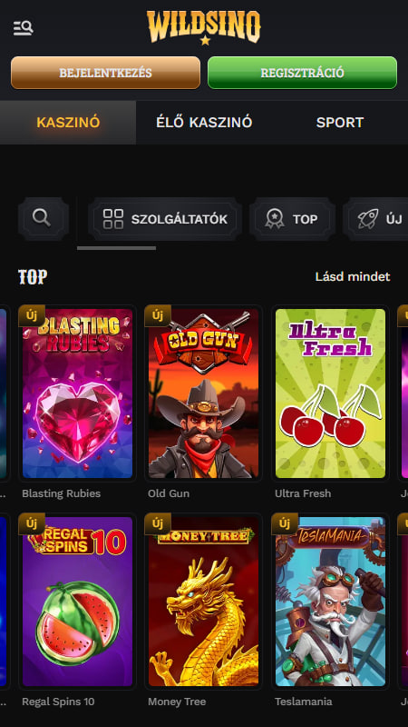 Játékválaszték a Wildsino kaszinóban