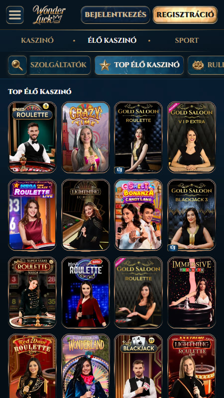 Élő játékok a Wonderluckban kaszinó 