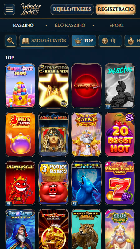 Wonderluck kaszinó játékai