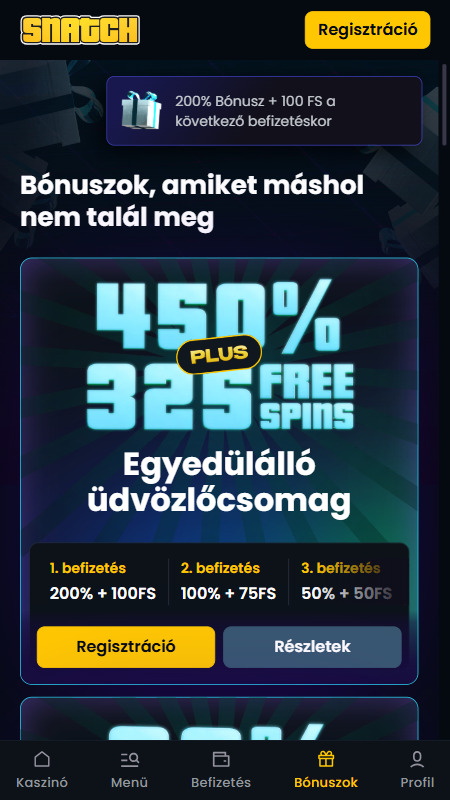 Bónuszok és promóciók a Snatch kaszinónál