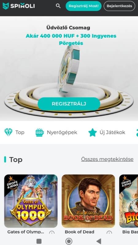Spinoli casino main page